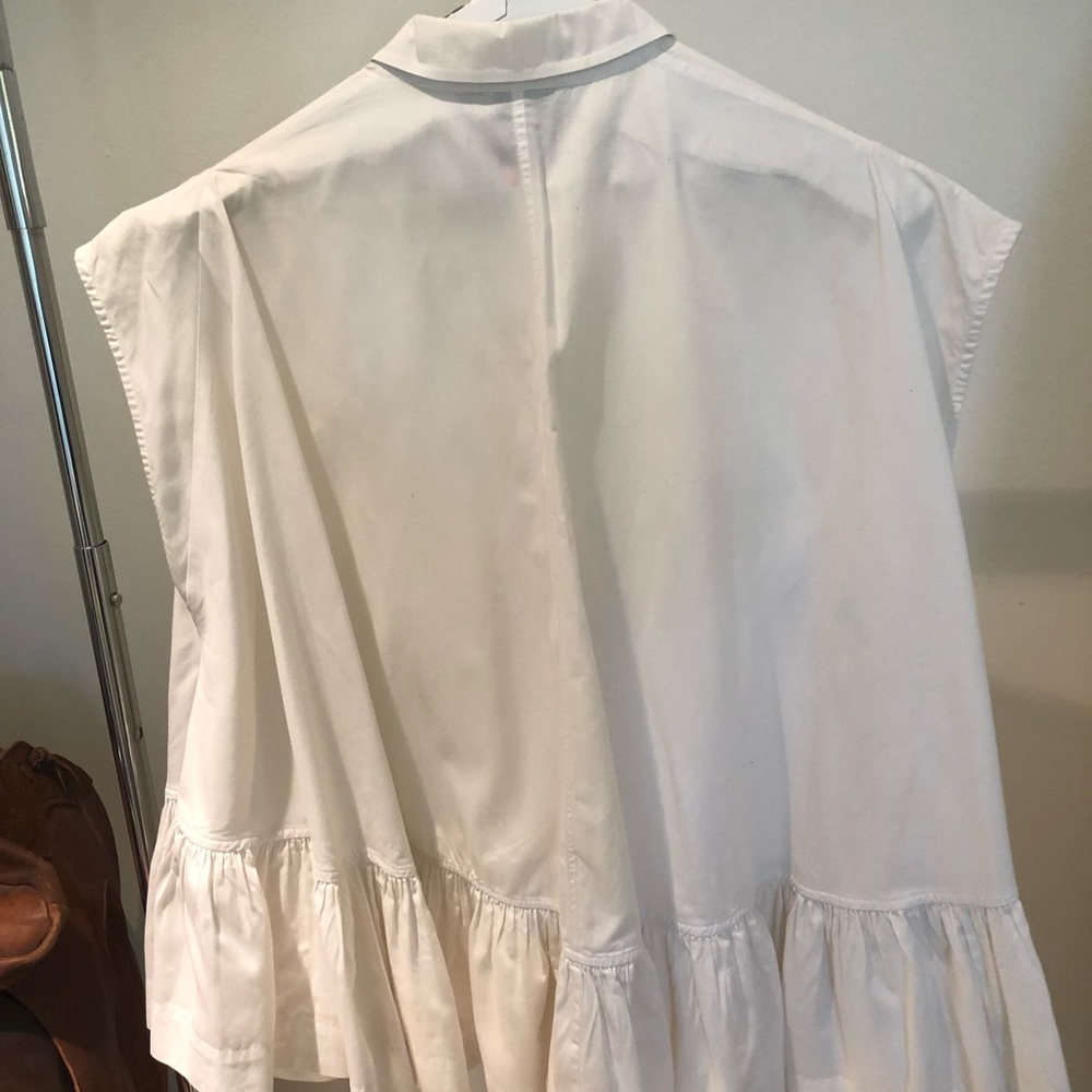 ASOS white sleeveless frill shirt